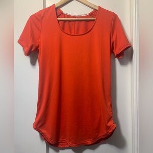 Just Cozy Small Orange-Red Scoop Neck Tee